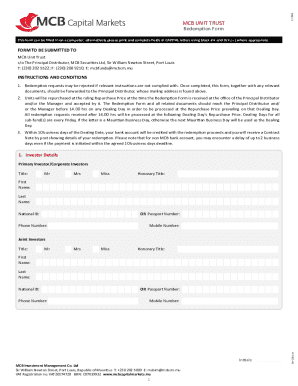 MCB Unit Trust Redemption Form
