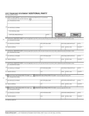UCC Financing Statement Additional Party