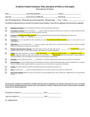 Academic Student Employee Reader Position Description