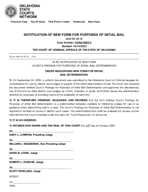 Oklahoma Initial Bail Determination Form
