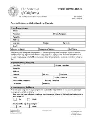 California Attorney Misconduct Complaint Form