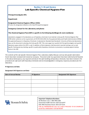 Laboratory Chemical Hygiene Plan Template