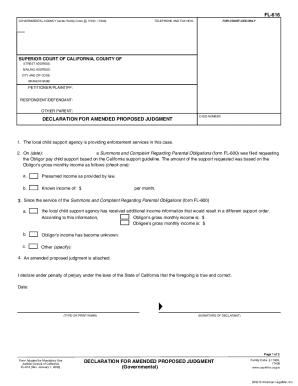 Declaration for Amended Proposed Judgment