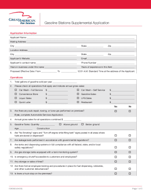 Gasoline Stations Supplemental Application
