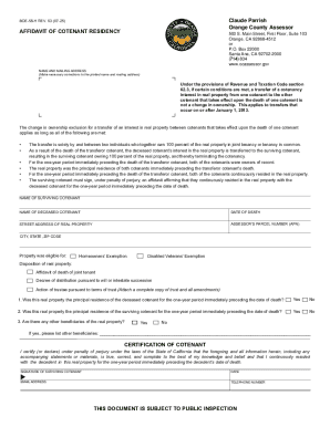 Affidavit of Cotenant Residency