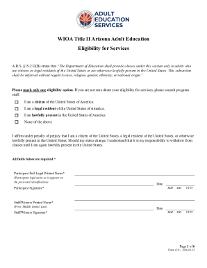 WIOA Title II Arizona Adult Education Registration Form