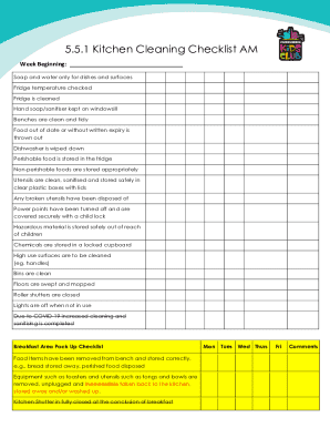 Kitchen Cleaning Checklist