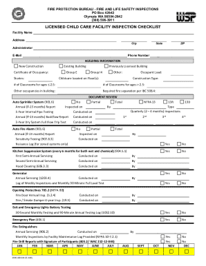 Washington Child Care Facility Fire Safety Inspection Checklist