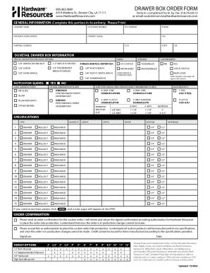 Drawer Box Order Form