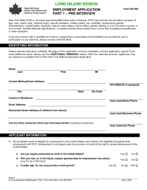 New York State Employment Application Form S1000