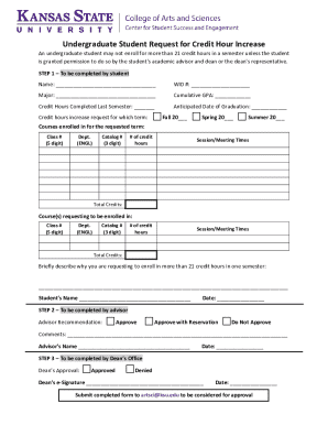 Undergraduate Credit Hour Increase Request Form