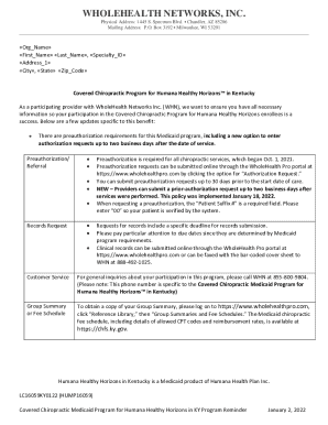 Covered Chiropractic Program Agreement