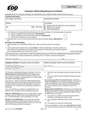 California Employee’s Withholding Allowance Certificate