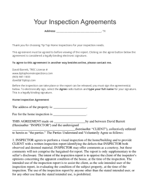 Texas Home Inspection Agreement