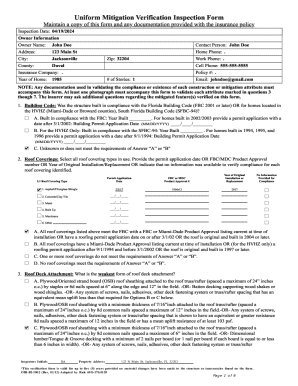 Florida Uniform Mitigation Verification Inspection Form