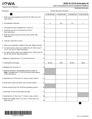 Iowa Annualized Income Installment Form 2025