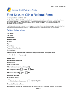 First Seizure Clinic Referral Form