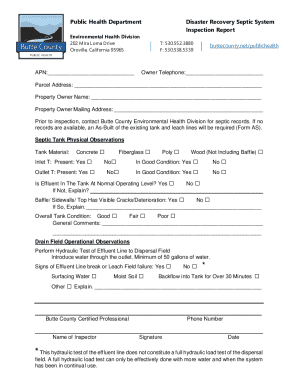 Disaster Recovery Septic System Inspection Report