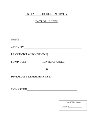 Payroll Sheet for Extra-Curricular Activity