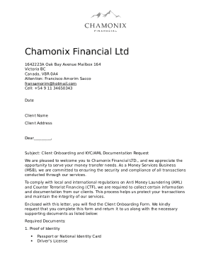 Client Onboarding and KYC/AML Documentation Request