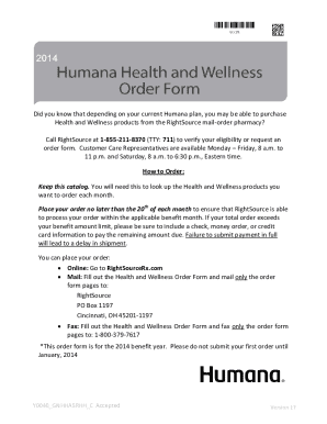 Humana Health and Wellness Order Form