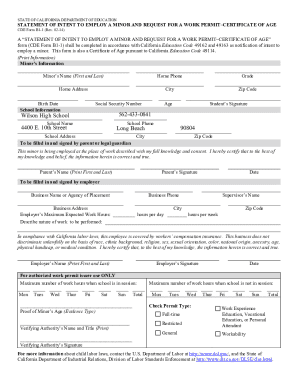 California Work Permit for Minors