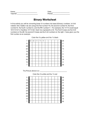 Binary Conversion Worksheet