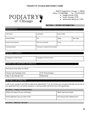 Podiatry of Chicago New Patient Forms