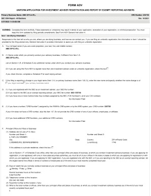 Form ADV Investment Adviser Registration