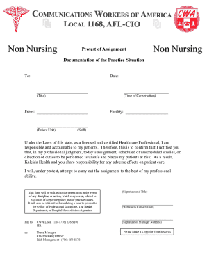 Non-Nursing Protest of Assignment Form