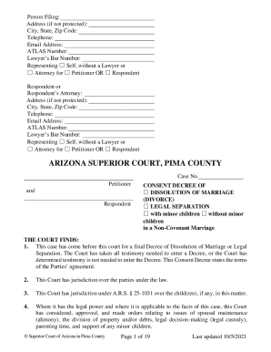 Arizona Consent Decree of Dissolution of Marriage
