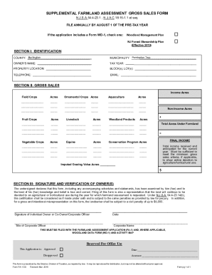 New Jersey Supplemental Farmland Assessment Gross Sales Form