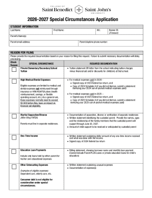 2026-2027 Special Circumstances Application