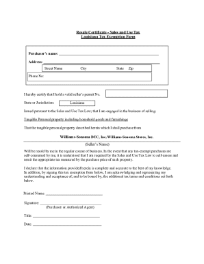 Louisiana Resale Certificate