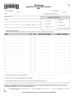 Mississippi Tax Extension Application Form 83-180