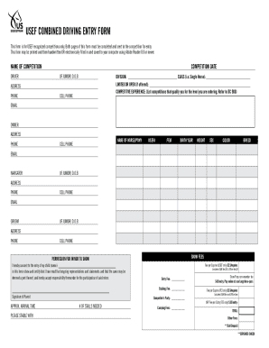 USEF Combined Driving Entry Form