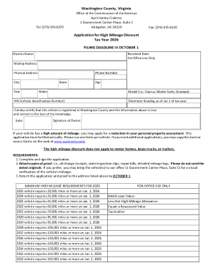 Washington County High Mileage Discount Application