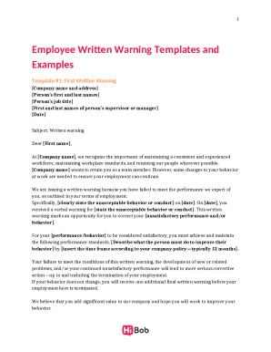 Employee Written Warning Templates