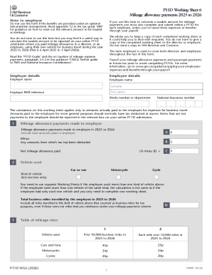 UK Mileage Allowance Payments Form 2025-2026