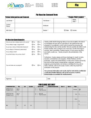 Flu Vaccine Consent Form