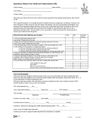 Tuberculosis Exposure Assessment Form