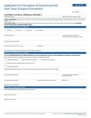 Texas Freeport Exemption Application Form 50-113