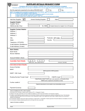 Supplier Details Request Form
