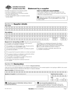 Australian Supplier Statement