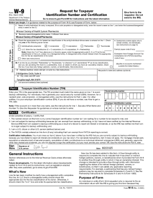 IRS Form W-9 Taxpayer Identification Number and Certification