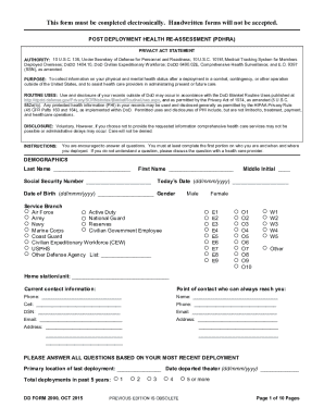 Post Deployment Health Re-Assessment Form