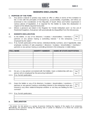 Bidders Disclosure Form SBD 4