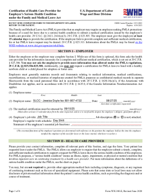 Certification of Health Care Provider for FMLA