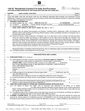 AS IS Residential Contract For Sale And Purchase