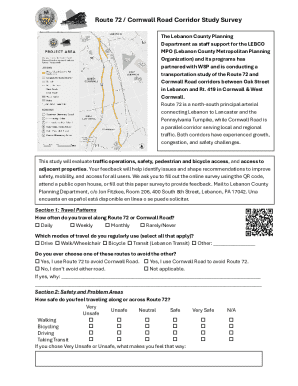 Route 72 Cornwall Road Corridor Study Survey